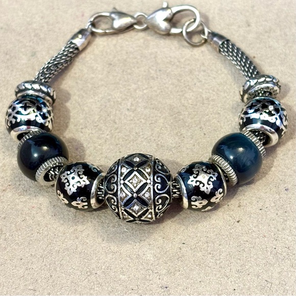 🆕 Brighton Sophia Love bead Silver design on black enamel NWOT Retired - Picture 4 of 5